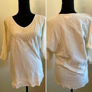 Cream dolman sleeve sweater with sequins